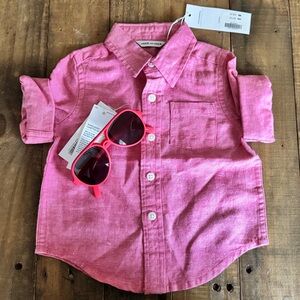 Janie and Jack NWT Pink/Red Kids Shirt with Sunglasses